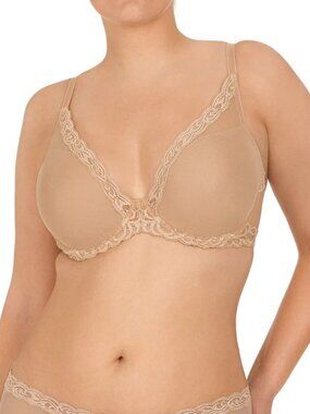 Natori Feathers Plunge T-Shirt Bra 36D NWOT Cafe